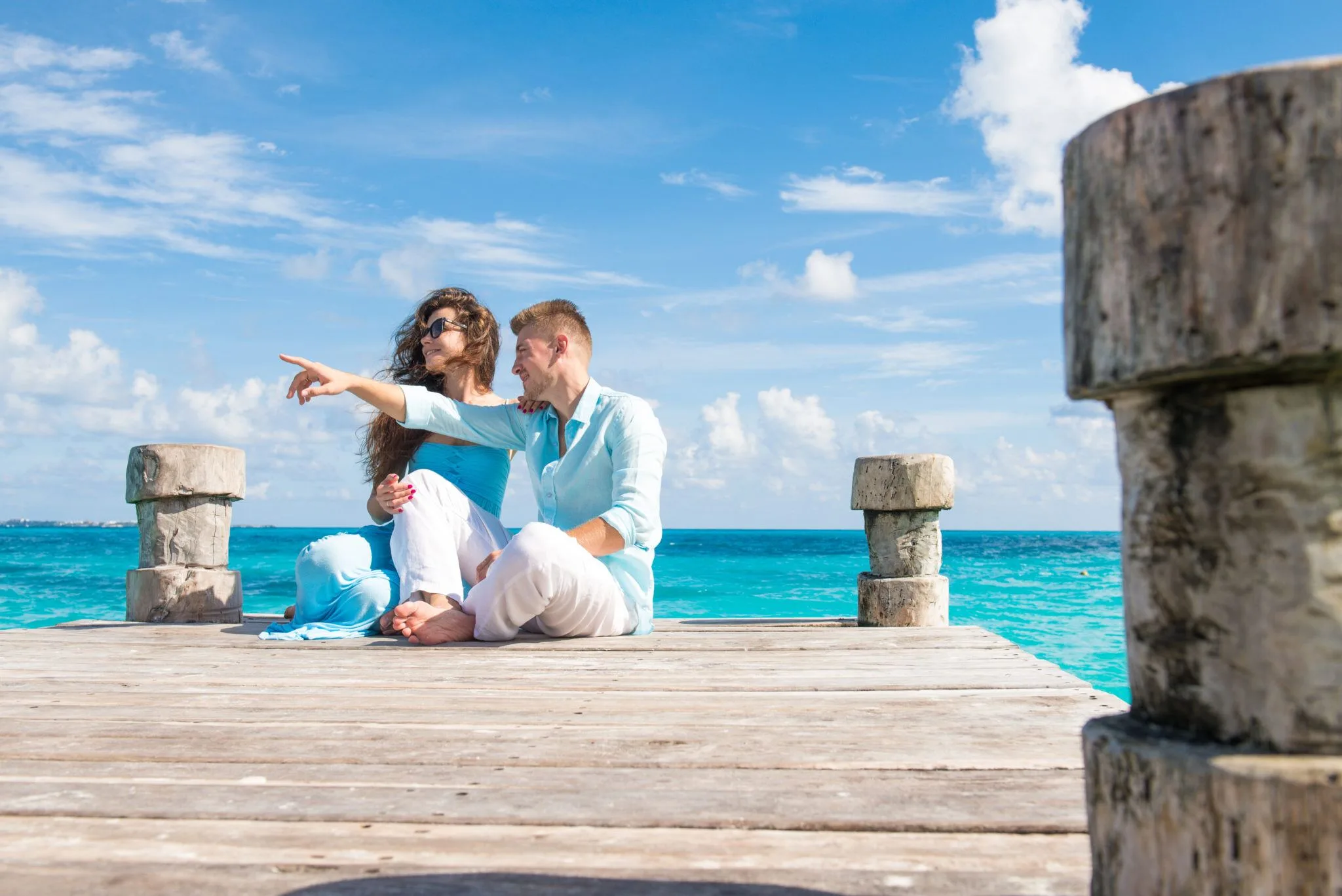 couple on an island dock
